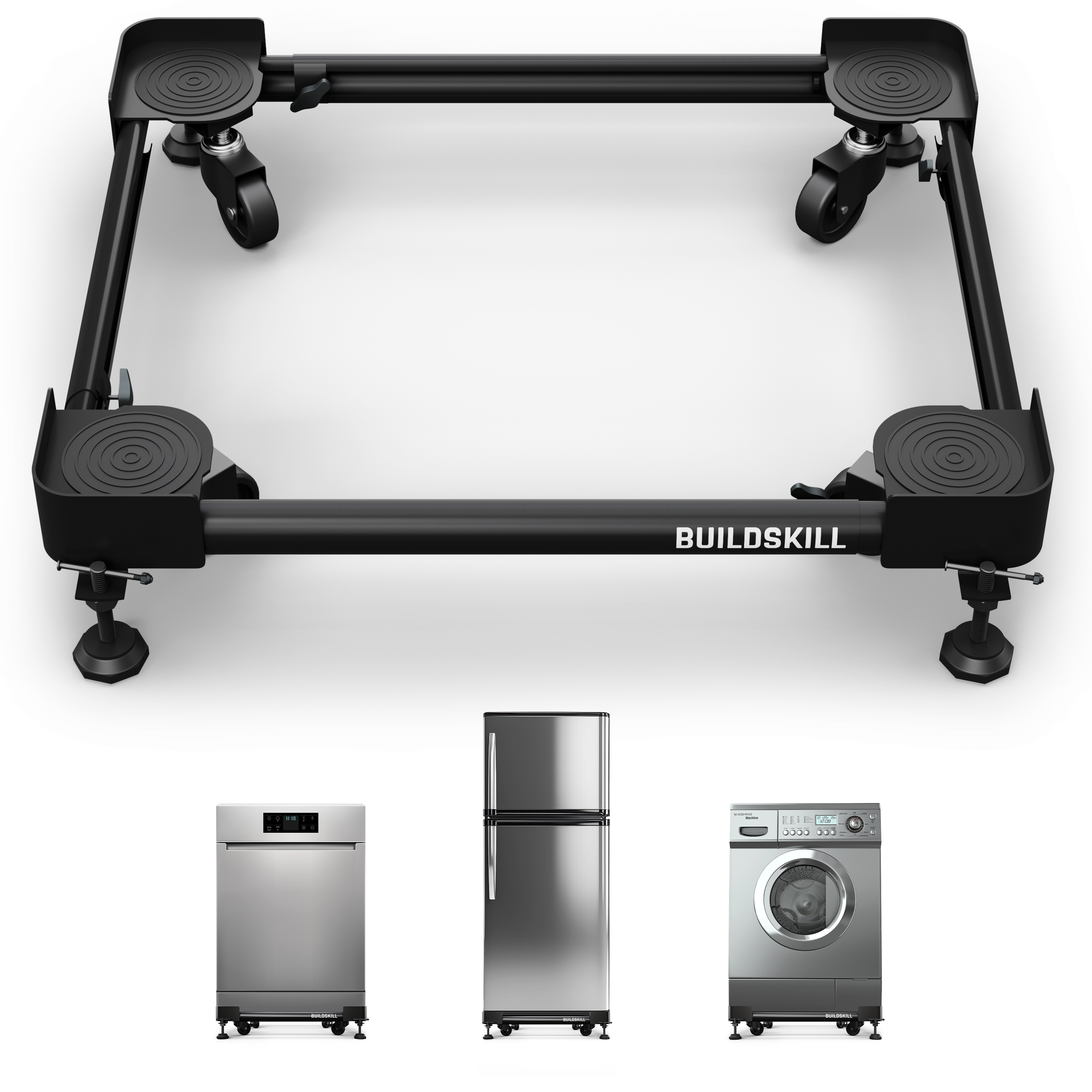 Buildskill Adjustable Washing Machine Trolley with 160 KG Load Capacity