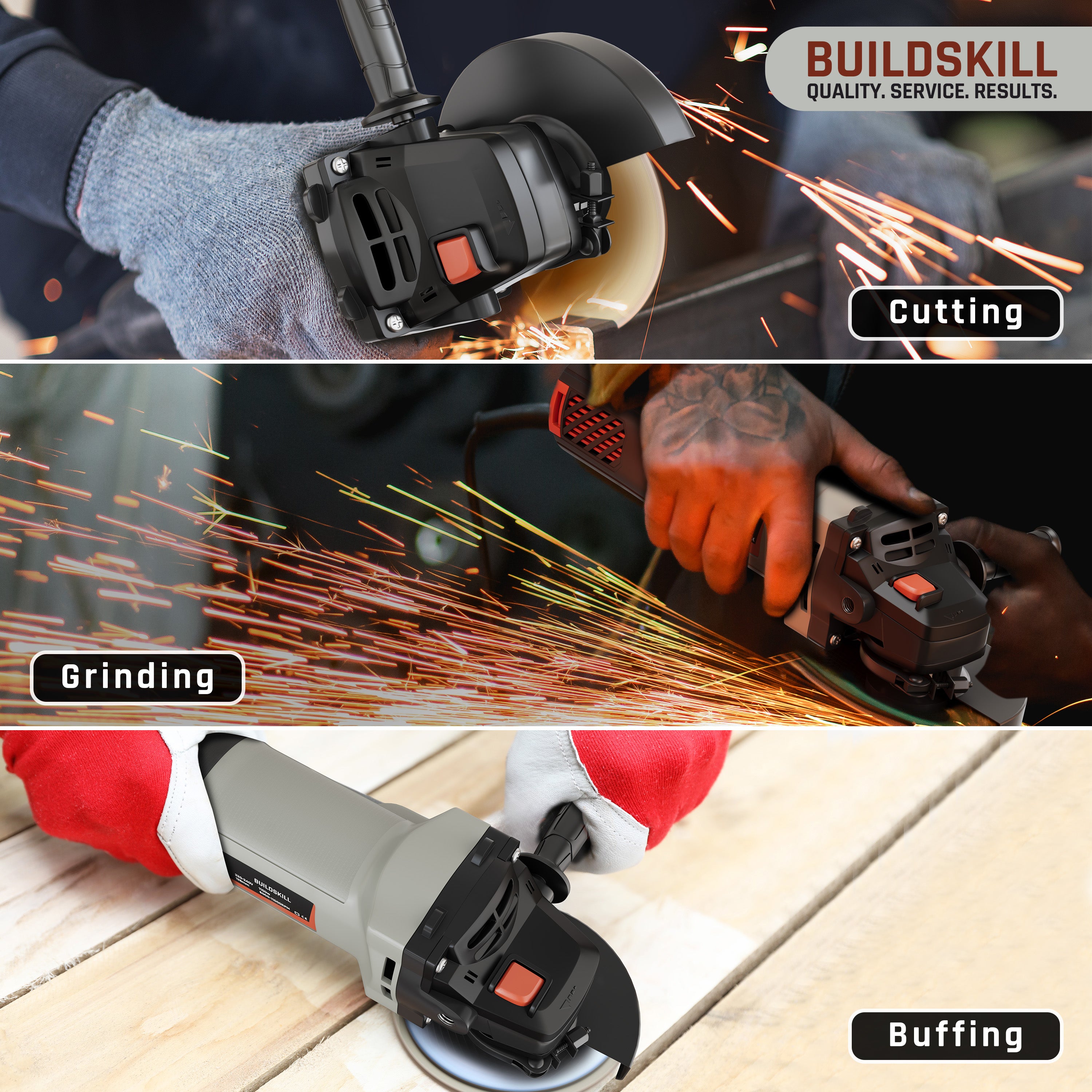Buildskill 1100W Angle Grinder with Quick Change & Variable Speed (125MM)