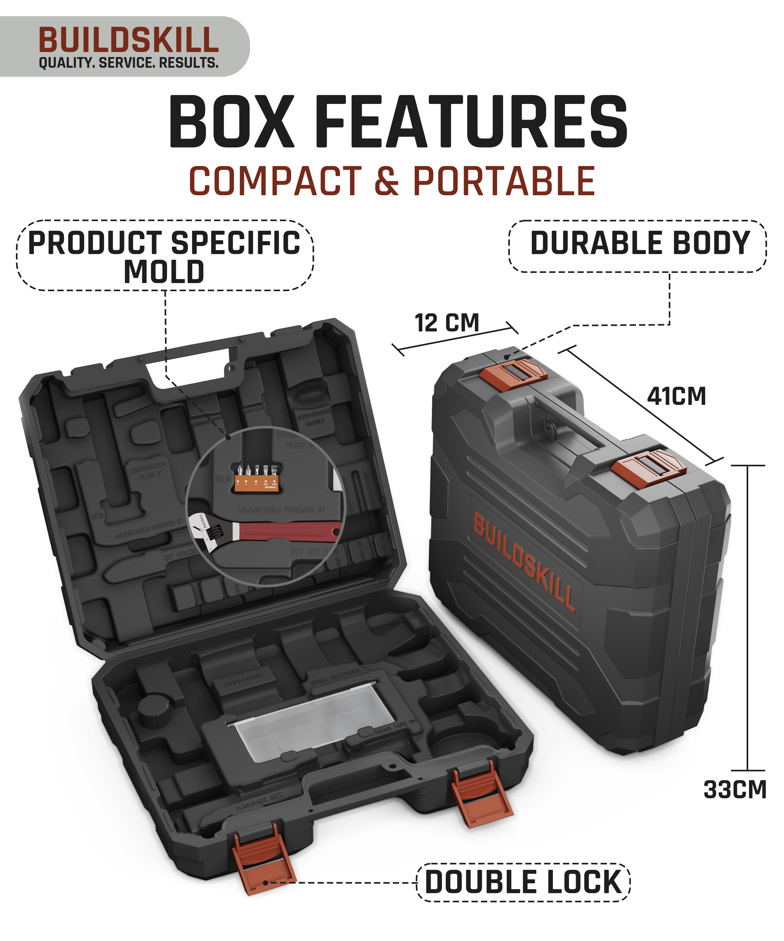 Buildskill 61 Pcs Power Drill Tool Kit With 650W Impact Drill Machine