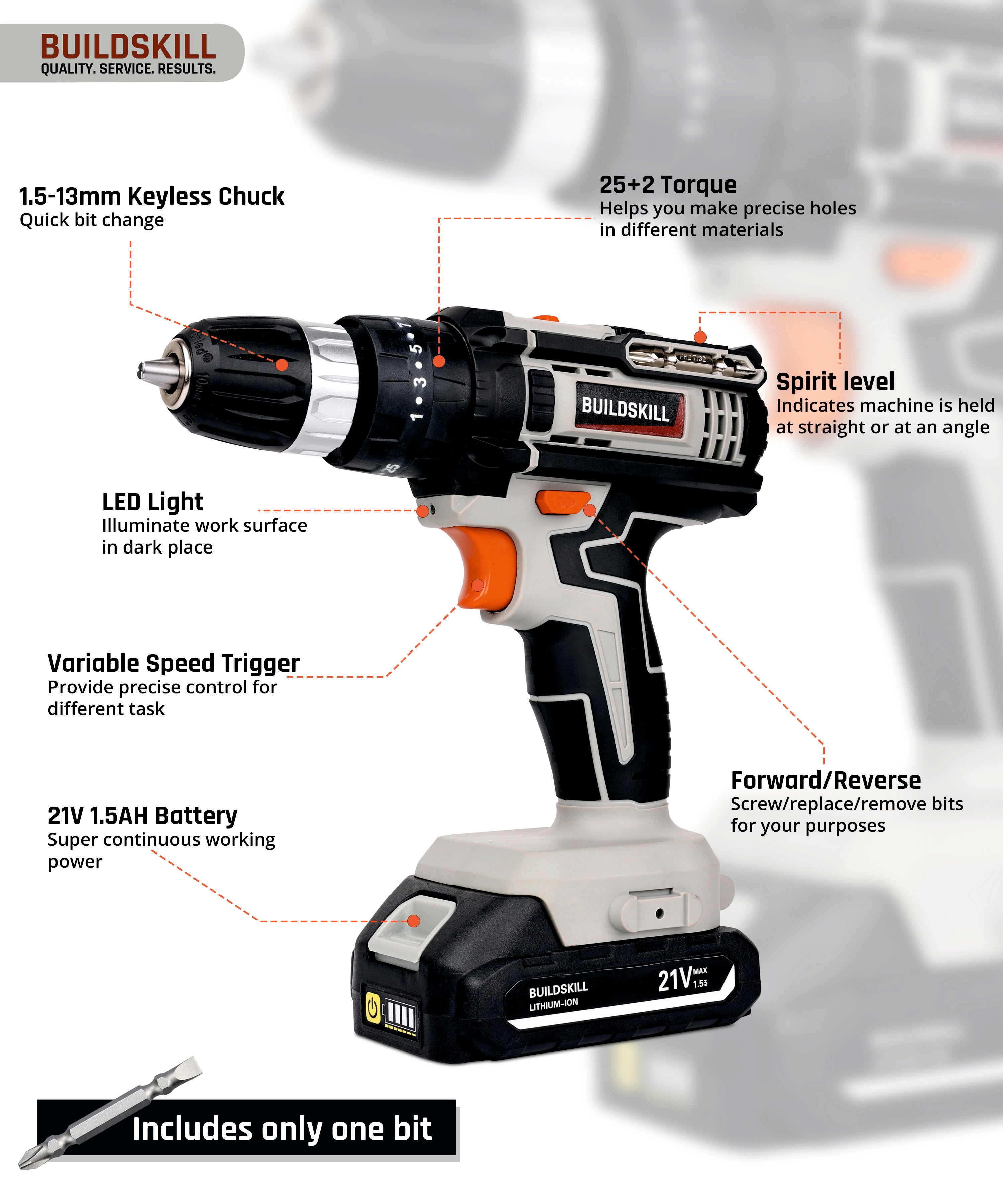 21V Impact Drill Single Battery (1.5B)