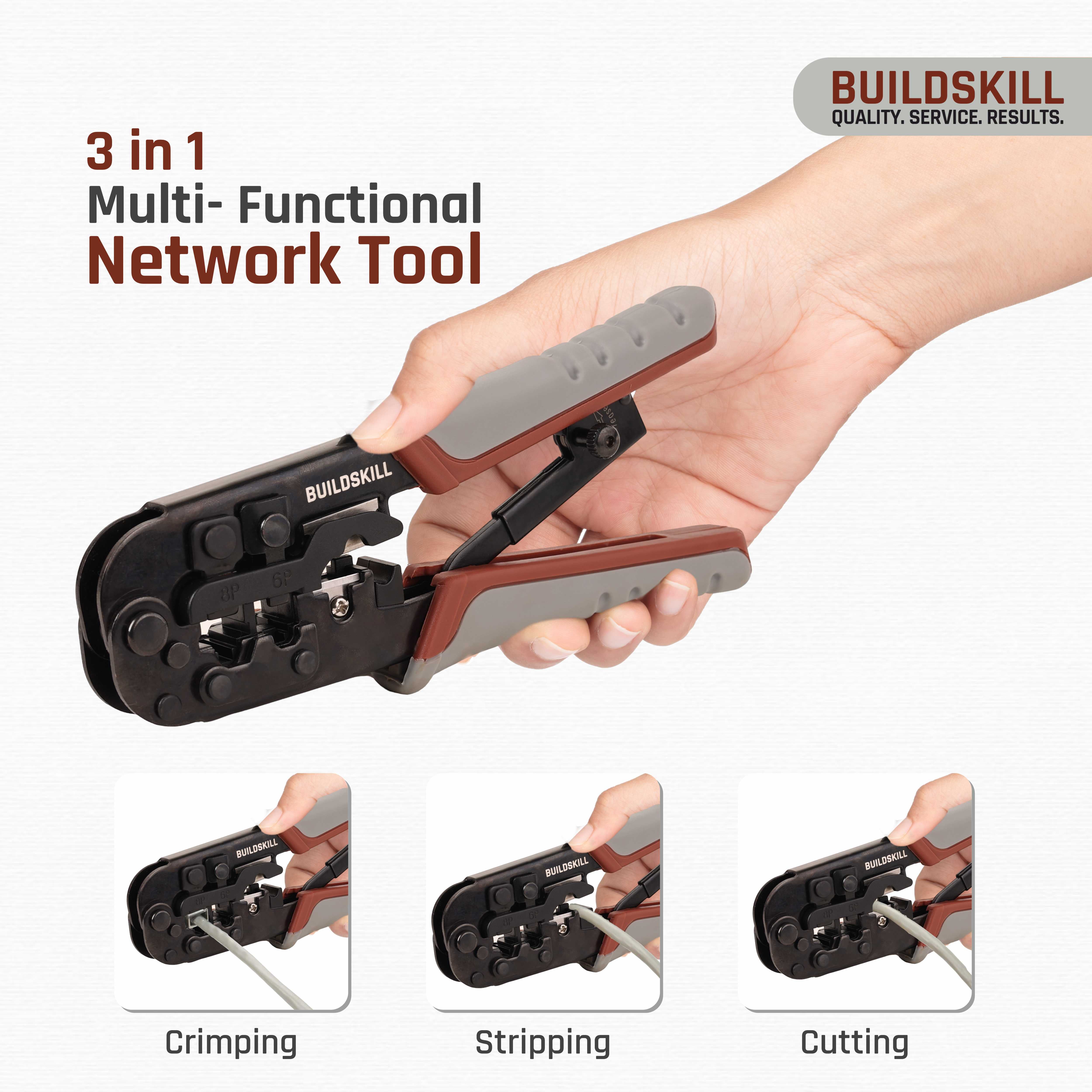 Buildskill 3-in-1 network crimping tool, wire stripper and cutter