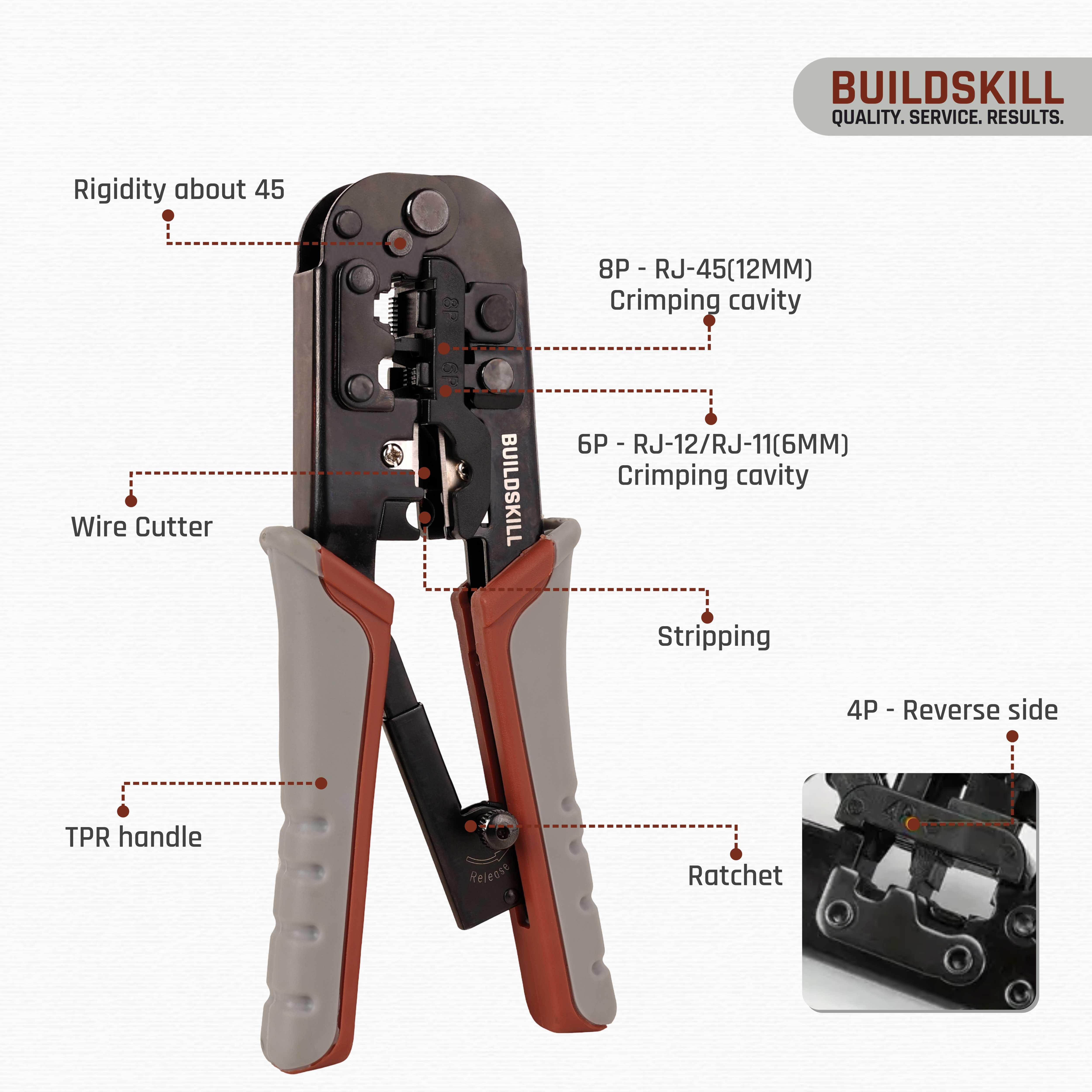 Buildskill 3-in-1 network crimping tool, wire stripper and cutter