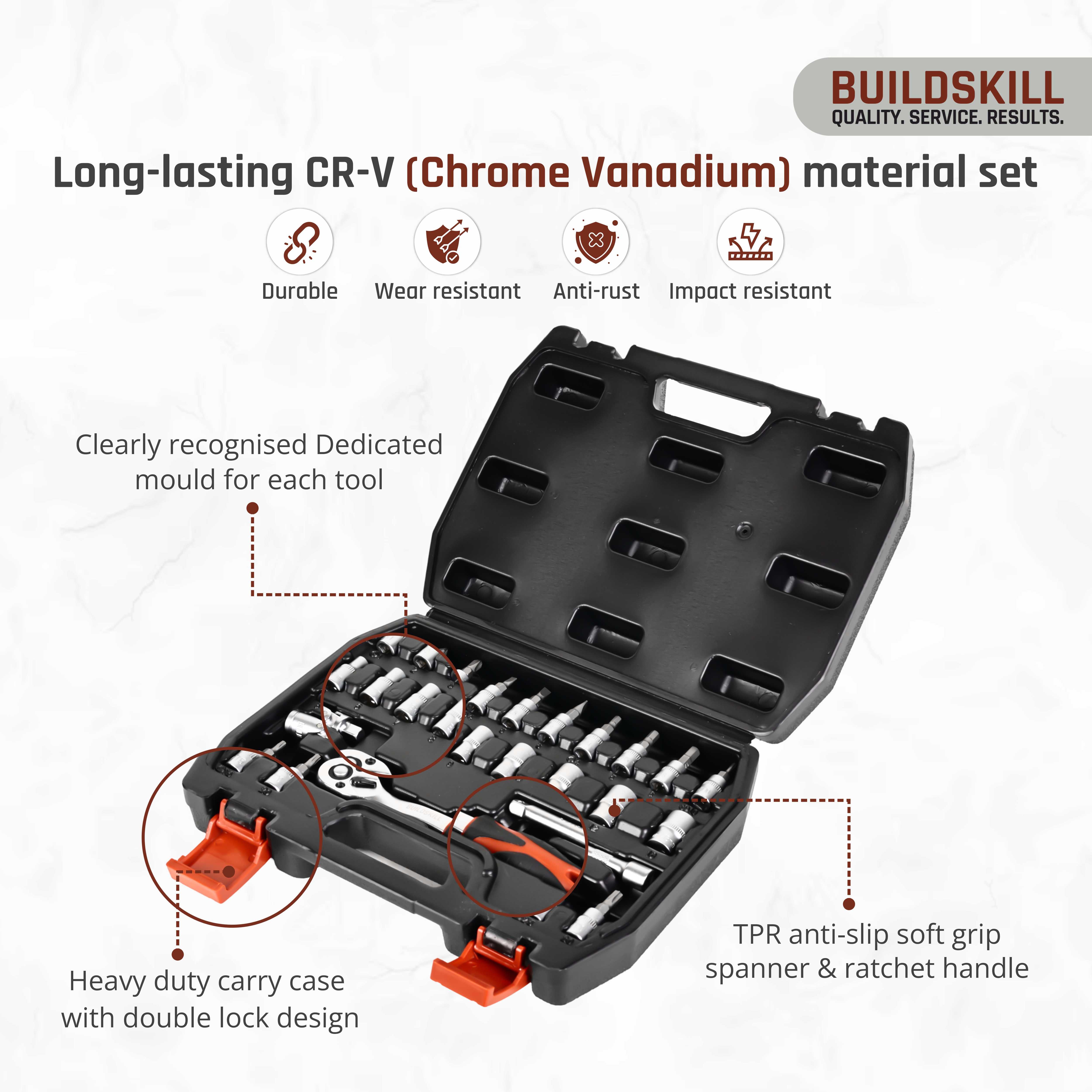 Buildskill 26 Pcs 1/4" Socket Set  (5 to 13)