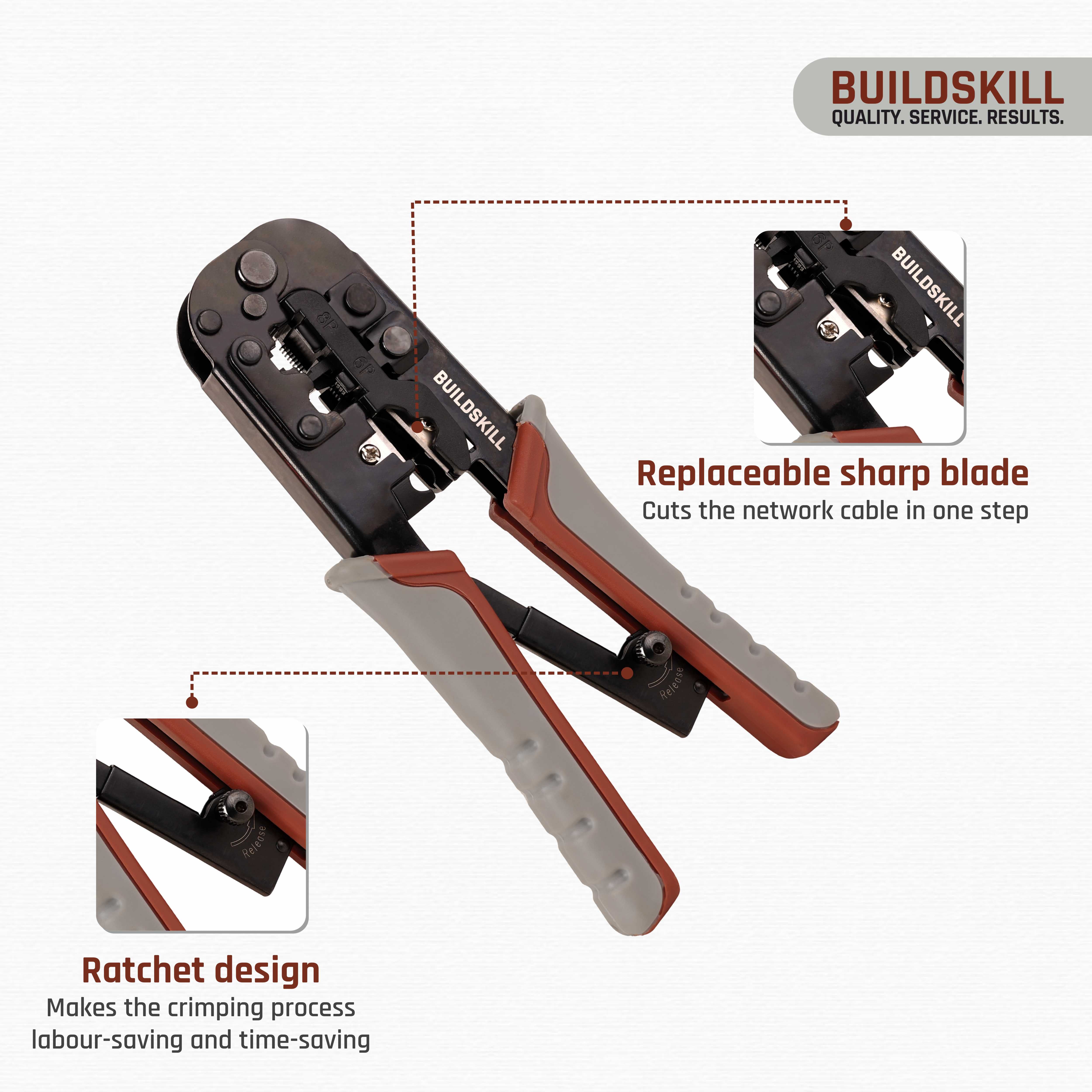 Buildskill 3-in-1 network crimping tool, wire stripper and cutter