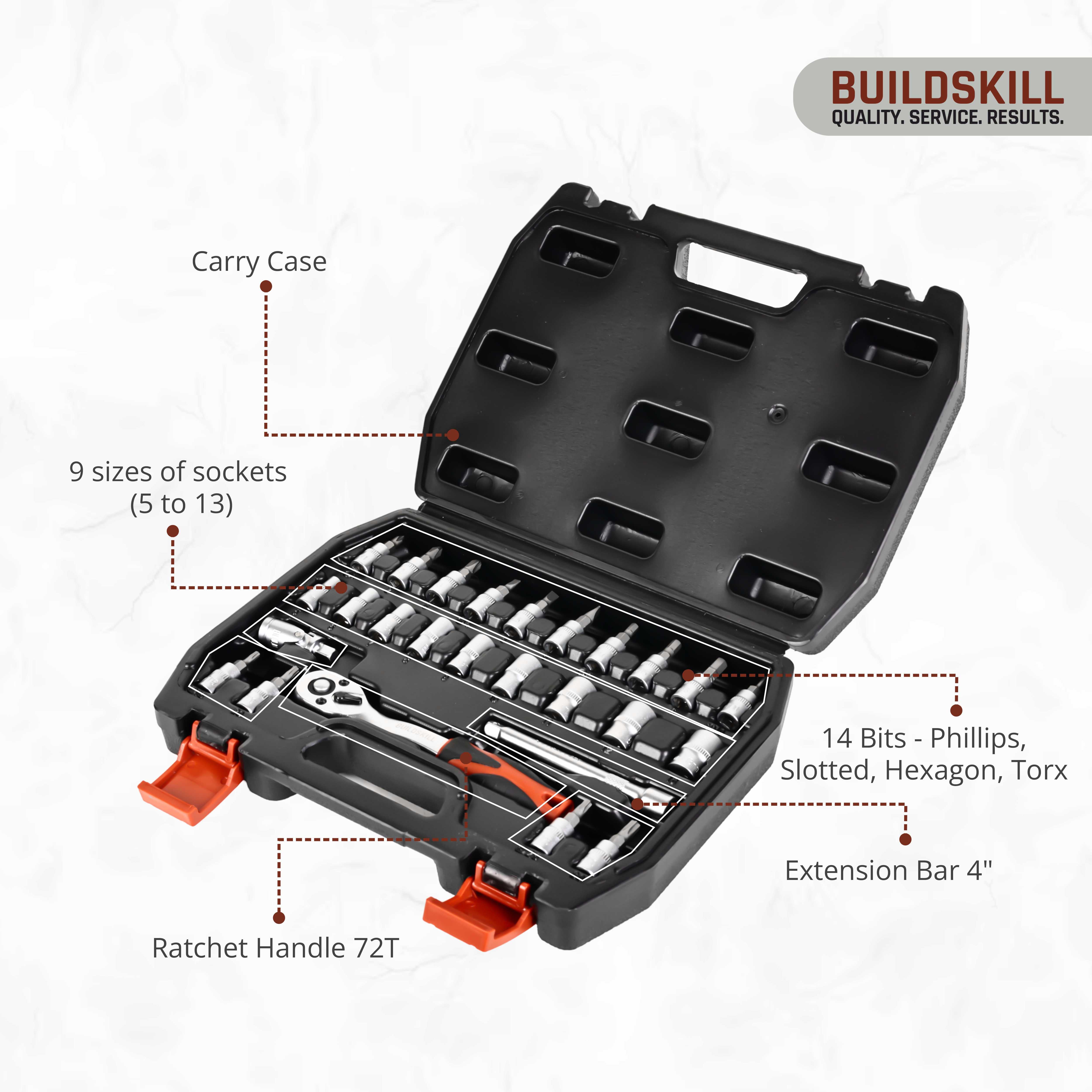 Buildskill 26 Pcs 1/4" Socket Set  (5 to 13)