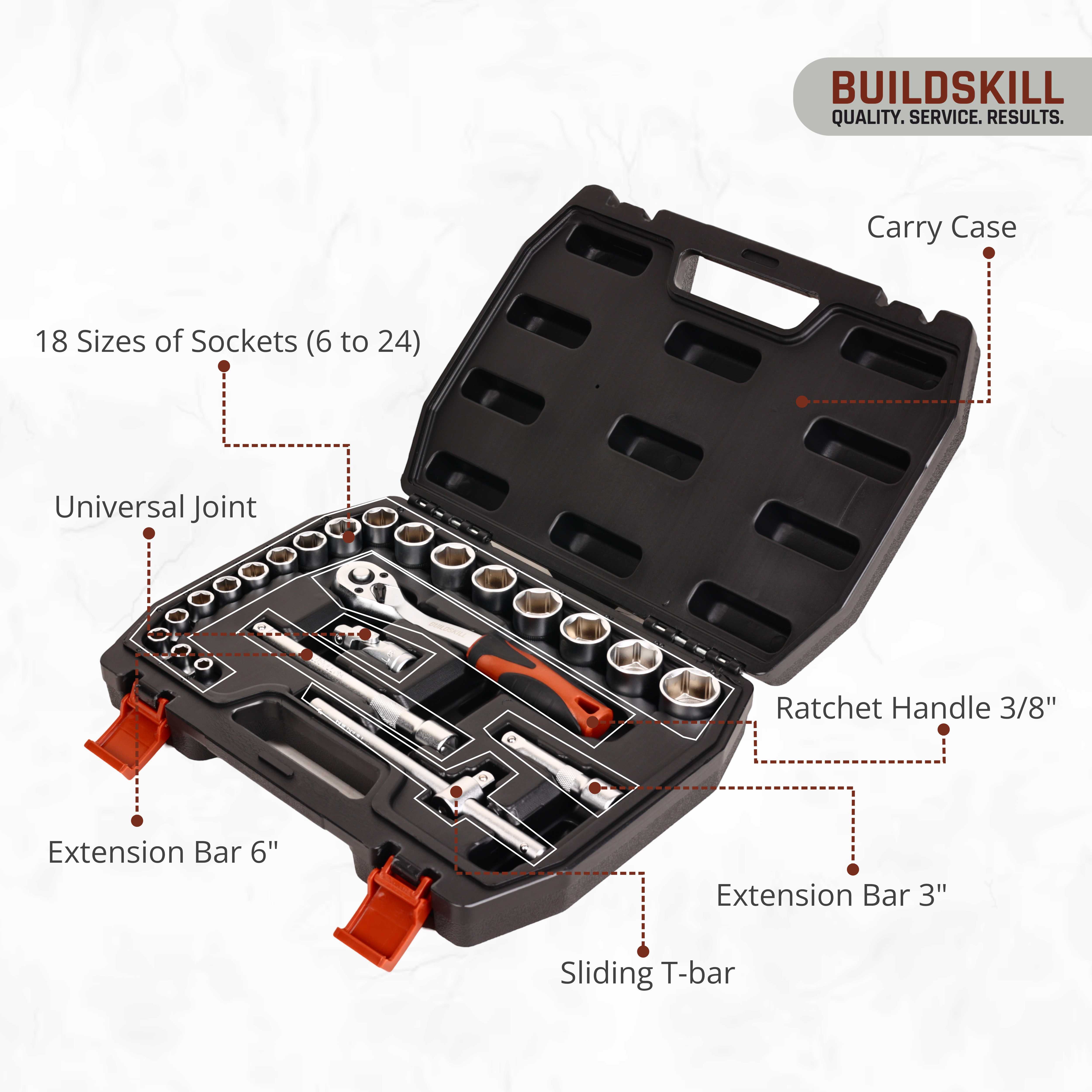 Buildskill 23 Pcs Socket Set 3/8" (6-24)