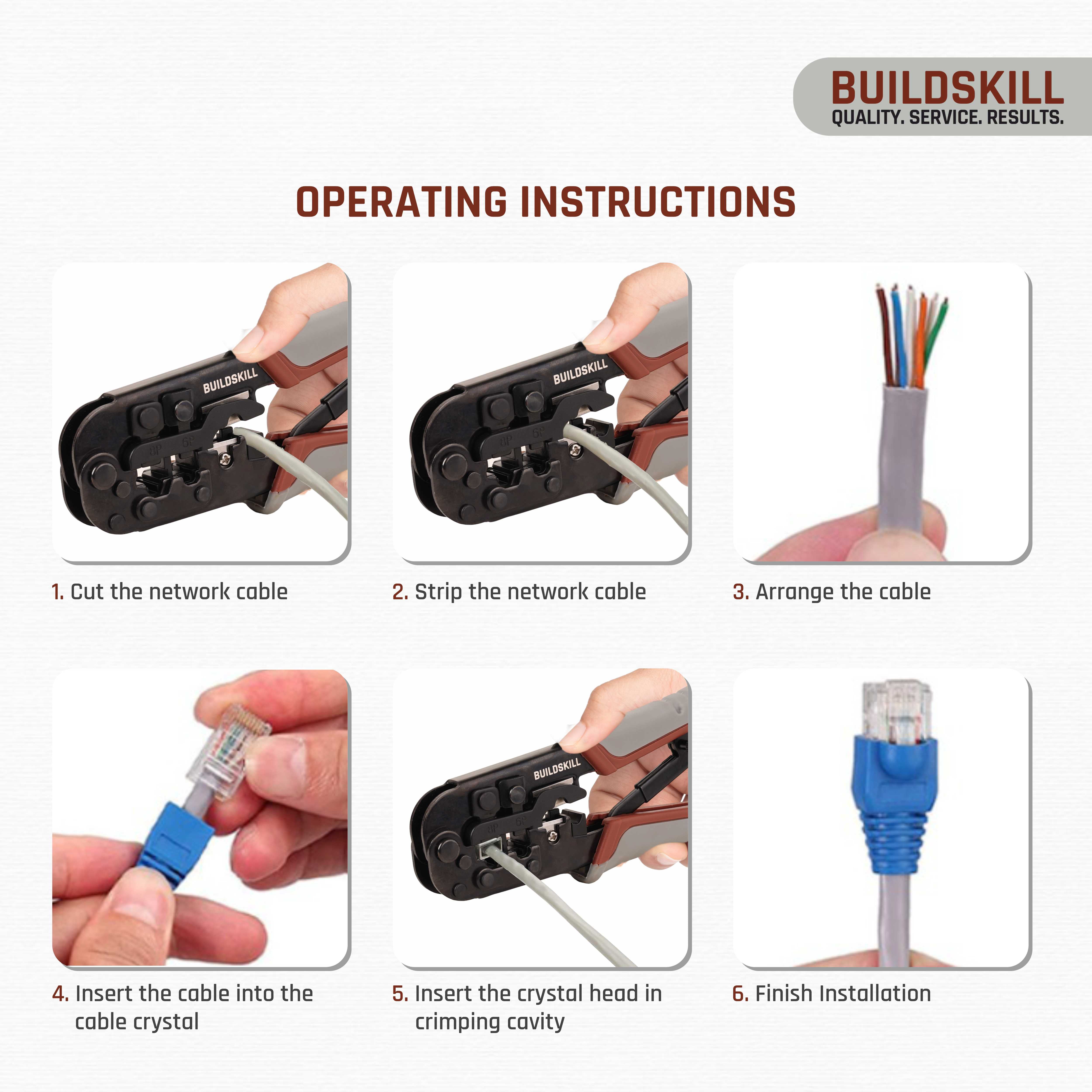 Buildskill 3-in-1 network crimping tool, wire stripper and cutter