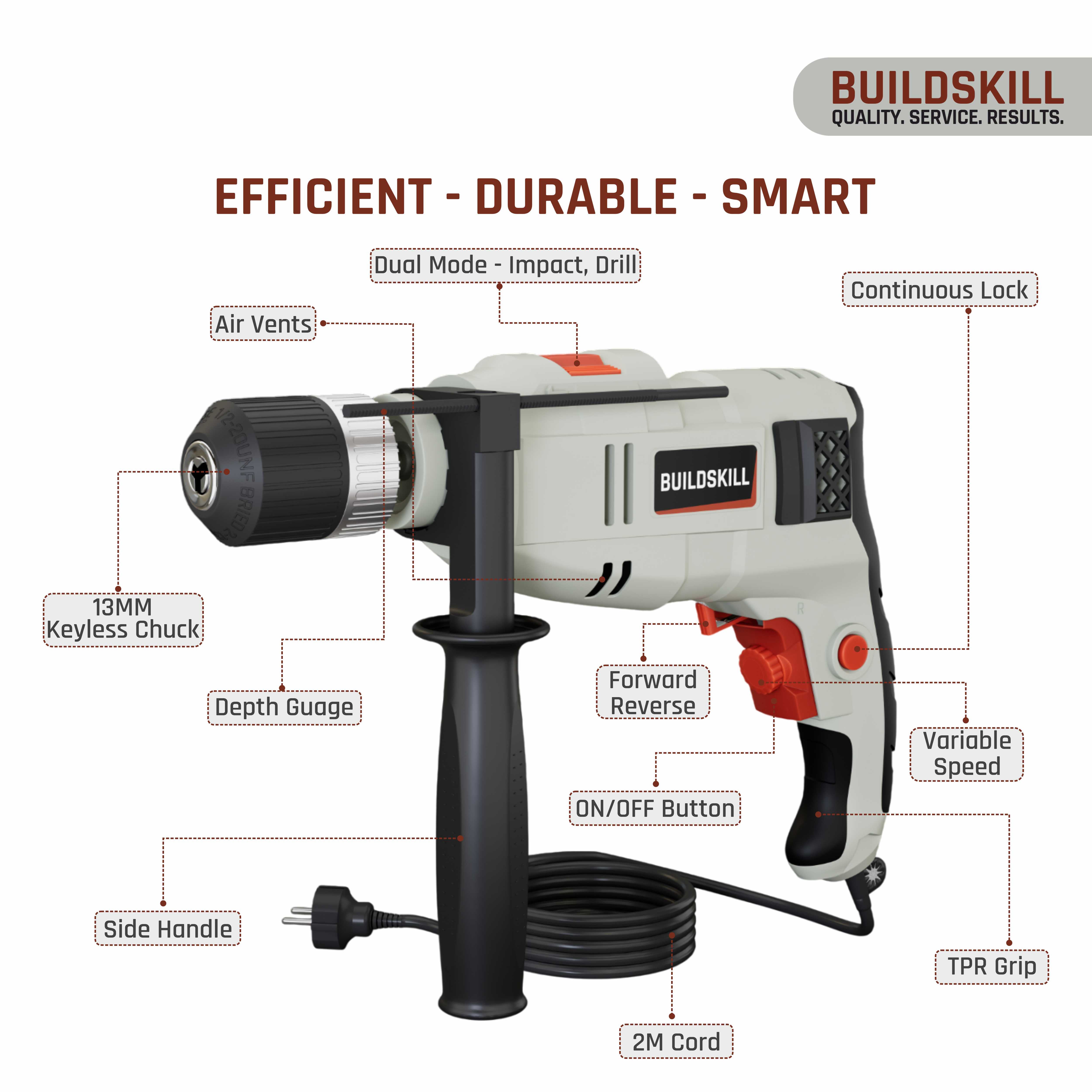 Buildskill 650W Electric Drill Machine 13MM Keyless Chuck