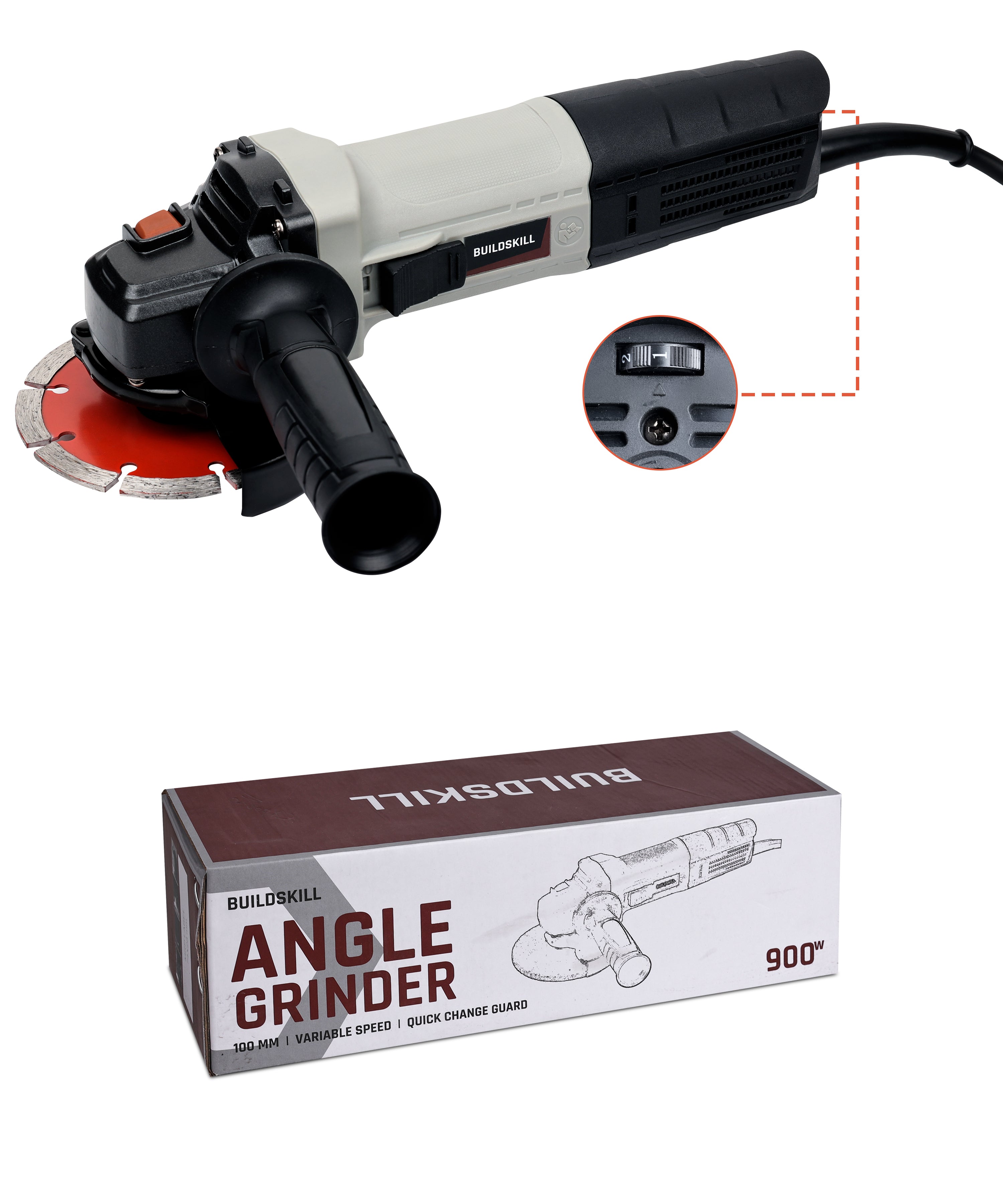 Angle Grinder 900W 100MM QC + VS