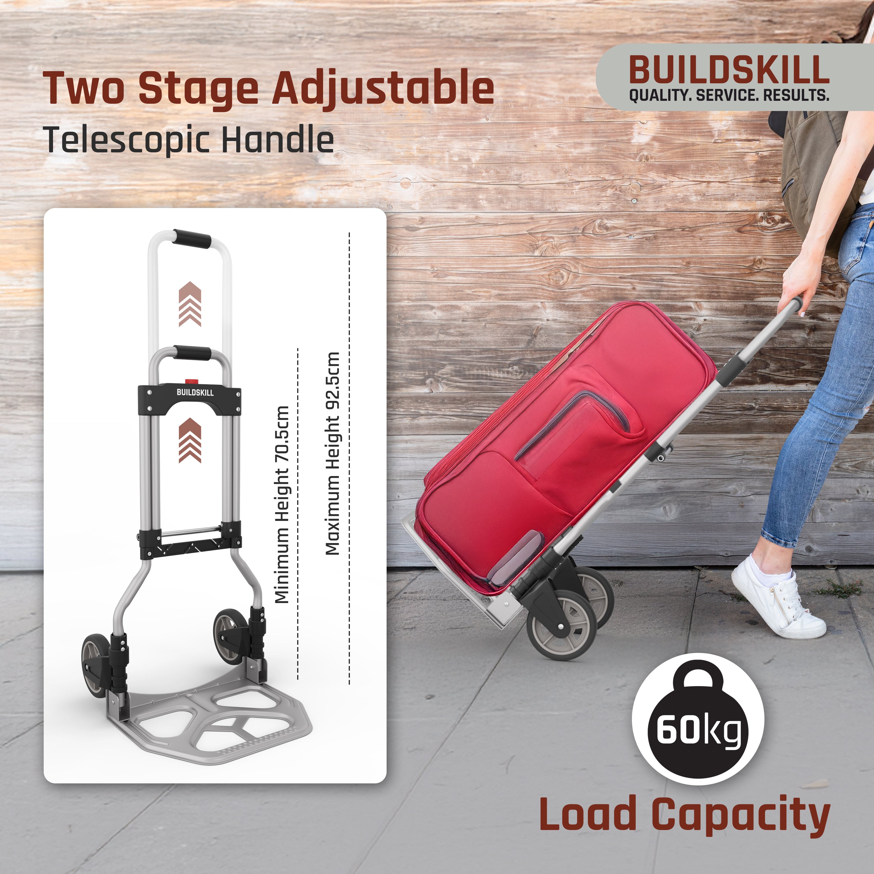 Buildskill Folding Trolley – 2 Wheel Steel, 60 kg Capacity