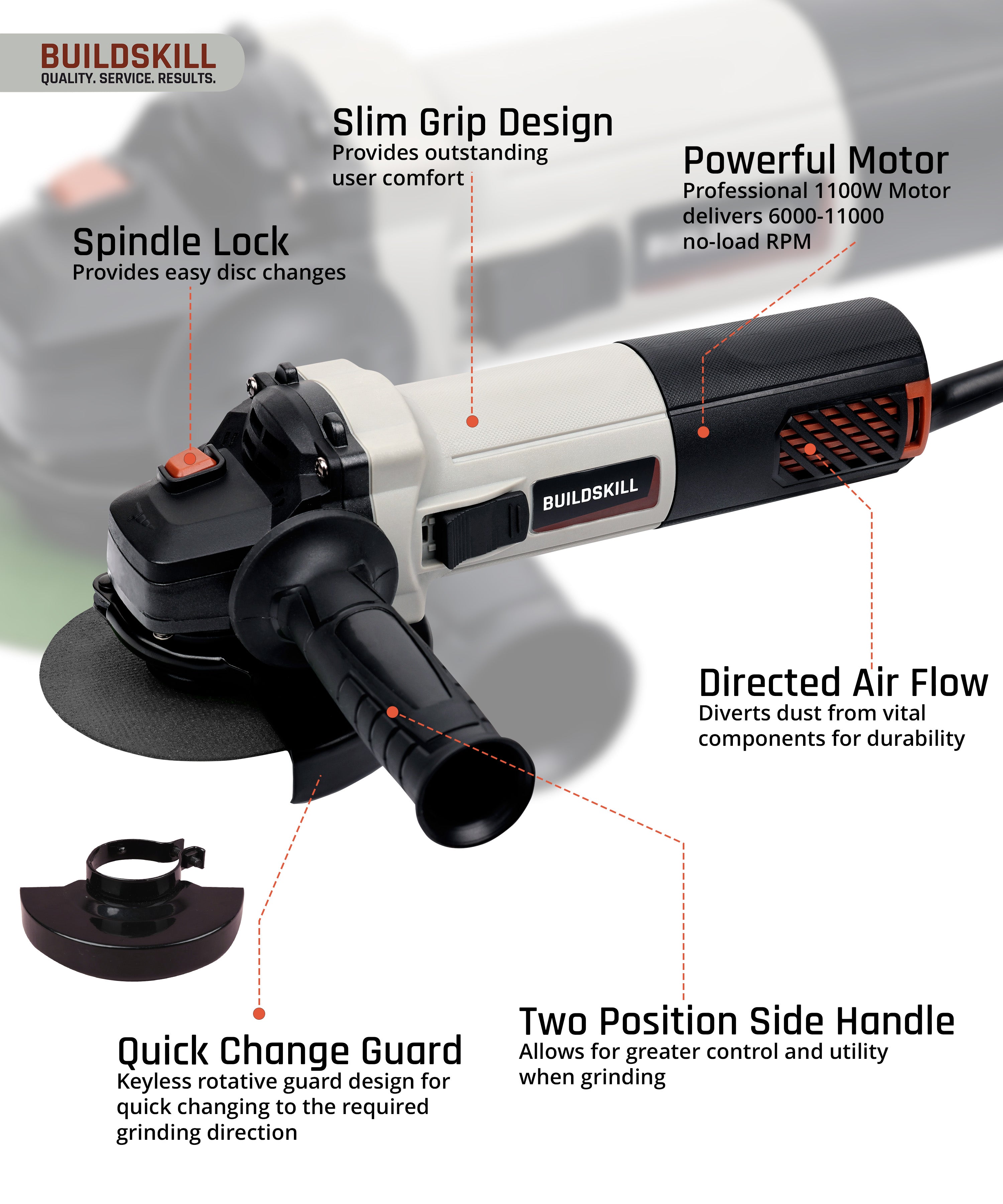 Angle Grinder 1100W 125MM QC + VS