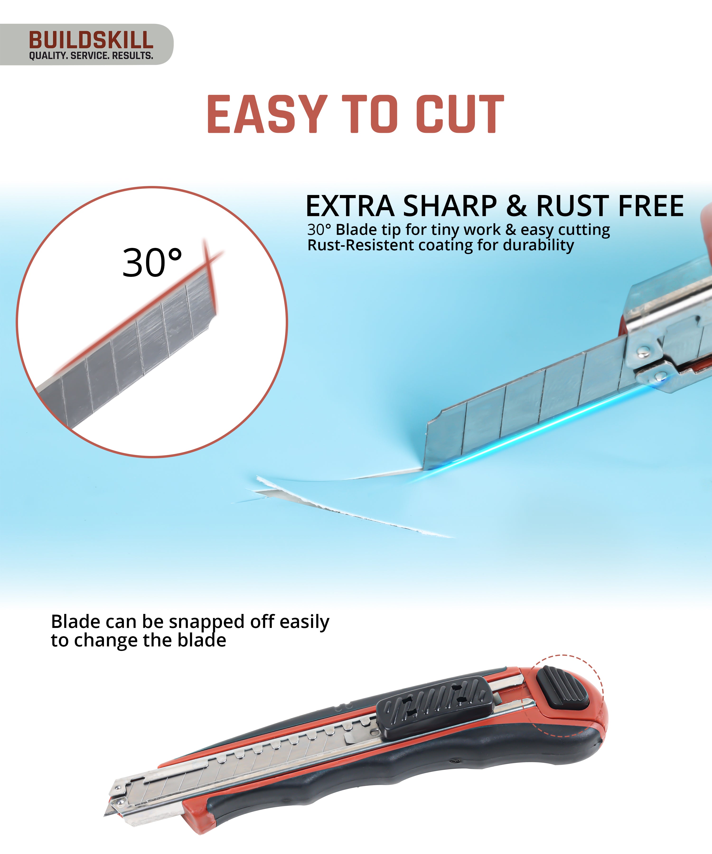 BUILDSKILL Utility Knife 9MM (1 Knife + 2 Blades) with 10 pcs Extra Bl