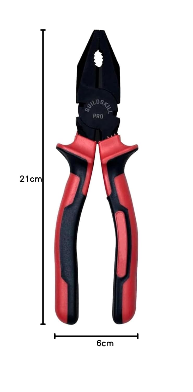 Buildskill Combination Plier 8" Hand Tools, Wire Cutter, Cutting Plier, Suited for Bending, Straightening, Stripping, Hardened Jaw, Electrical Tools, Anti Rust Black Phosphate Finish (Pack of 1)