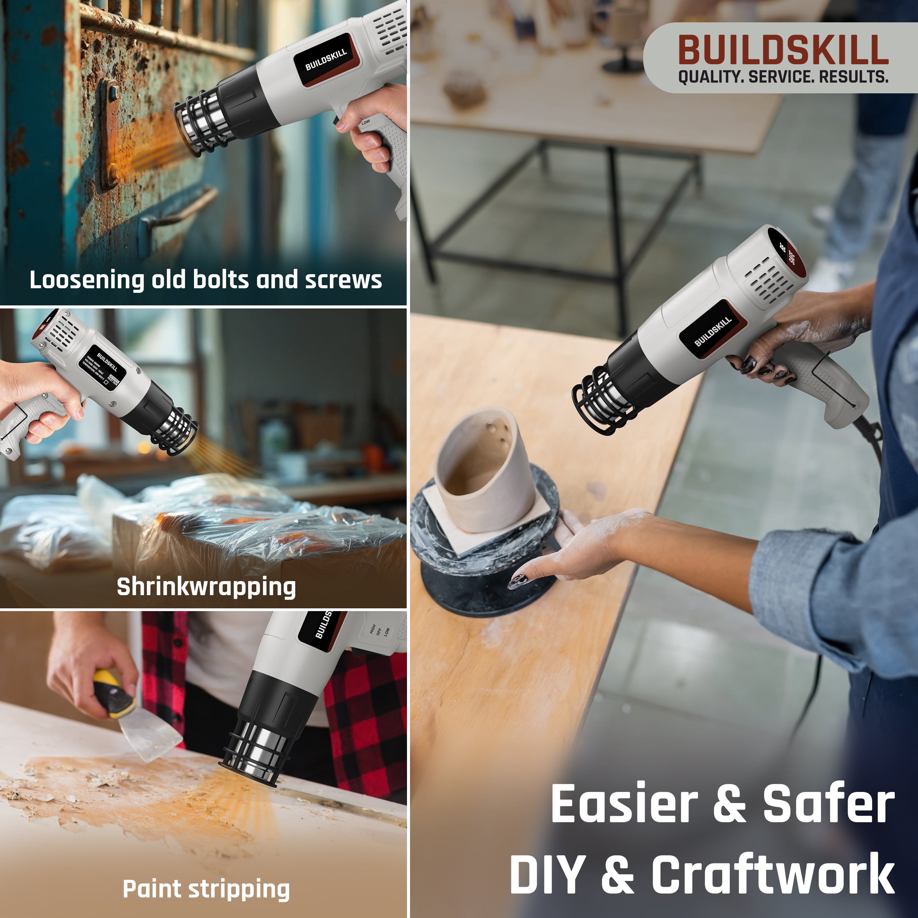 Buildskill 1800W Heat Gun with Safety Features