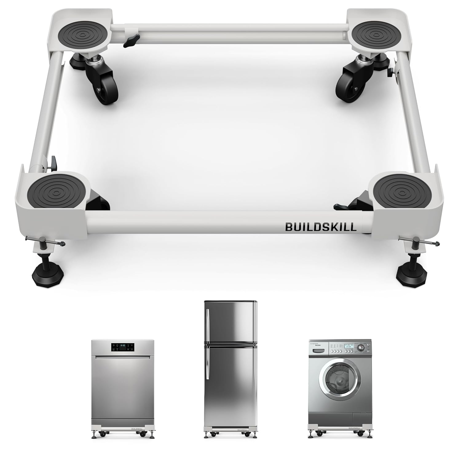 Buildskill Adjustable Washing Machine Trolley with 160 KG Load Capacity