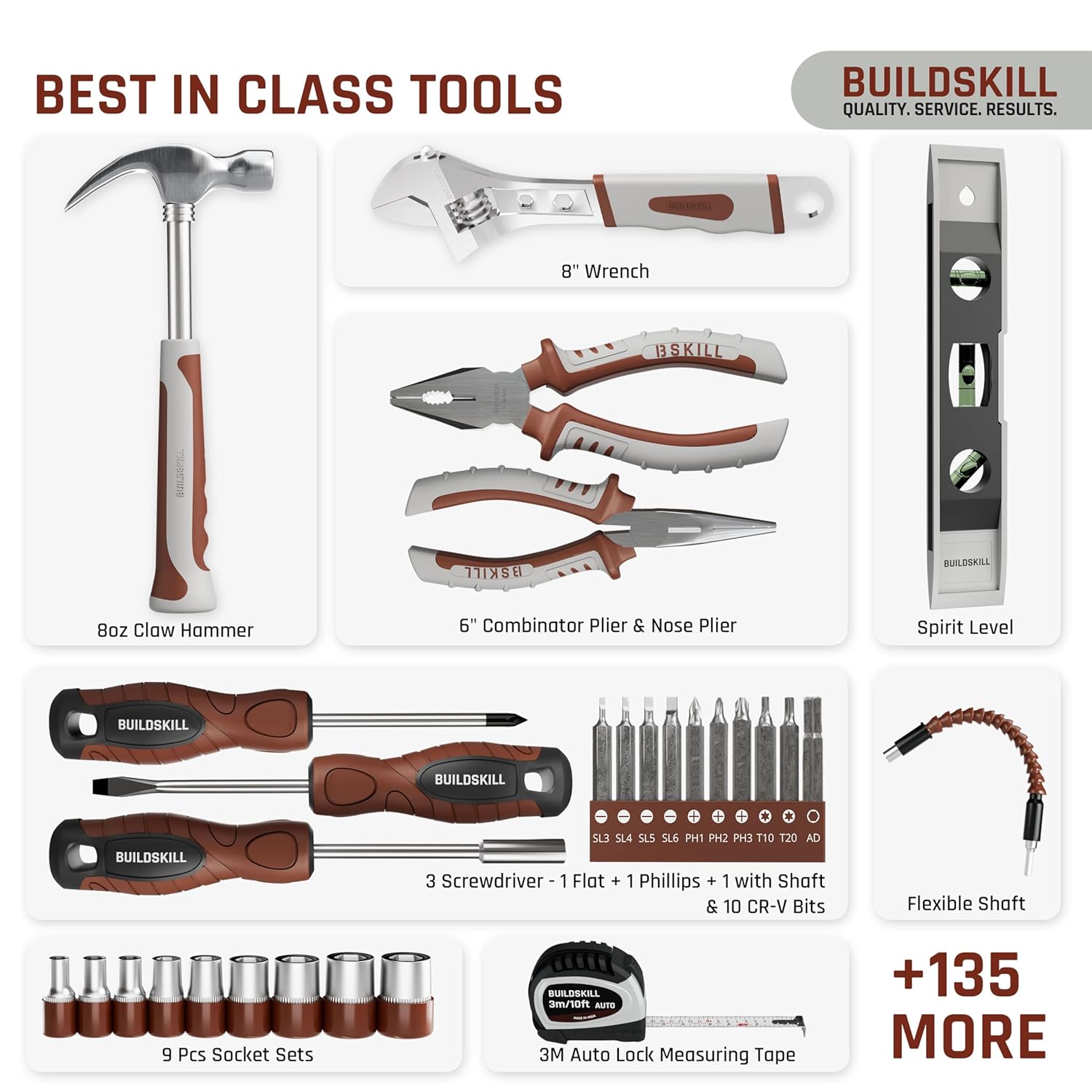BUILDSKILL 163 PCs 800W Corded Electric Drill Toolkit | 3300 RPM | 48000 BPM Impact Rate | Copper Motor | 13mm Keyless Chuck Drill Machine for Wall Drilling | Forward-Reverse | Professional & DIY use