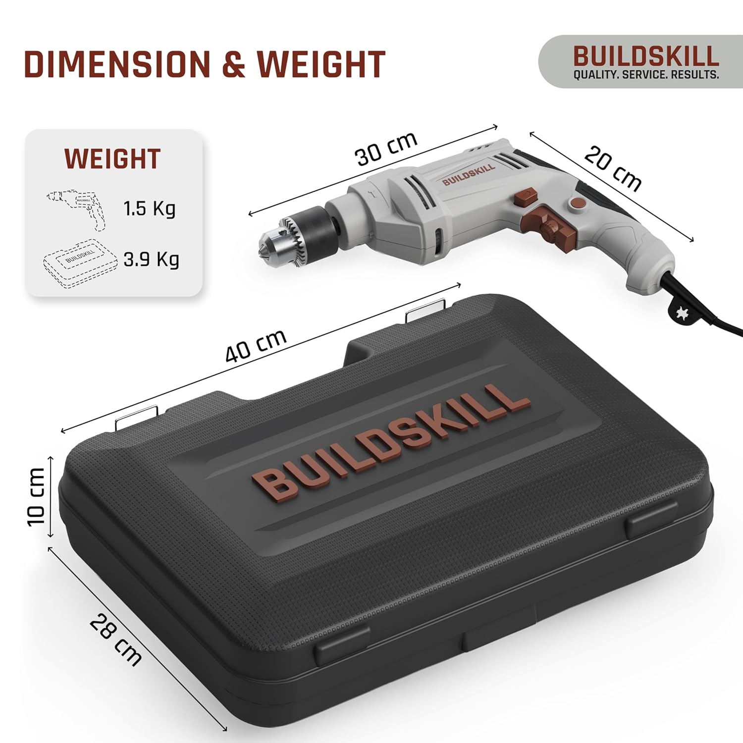 BUILDSKILL 136 PCs 550W Corded Electric Drill Toolkit | 3000 RPM | 48000 BPM Impact Rate | Copper Motor | 13mm Metal Chuck Drill Machine for Wall Drilling | Forward-Reverse | Professional & DIY use