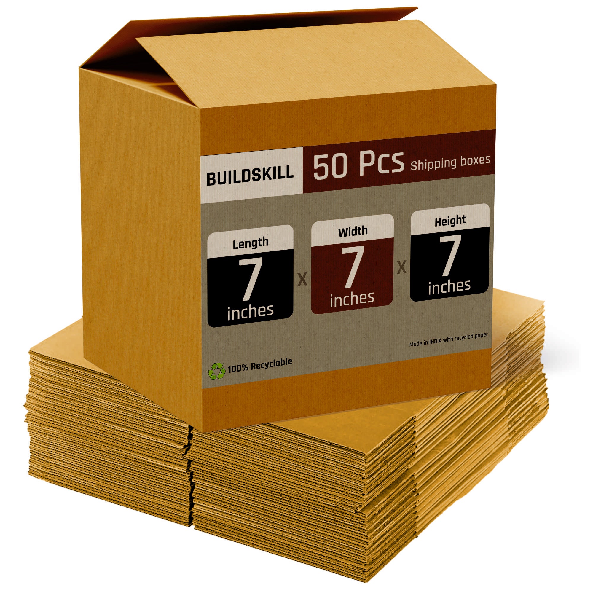Box 3 ply 7X7X7" Open (Pack of 50) BB3P7