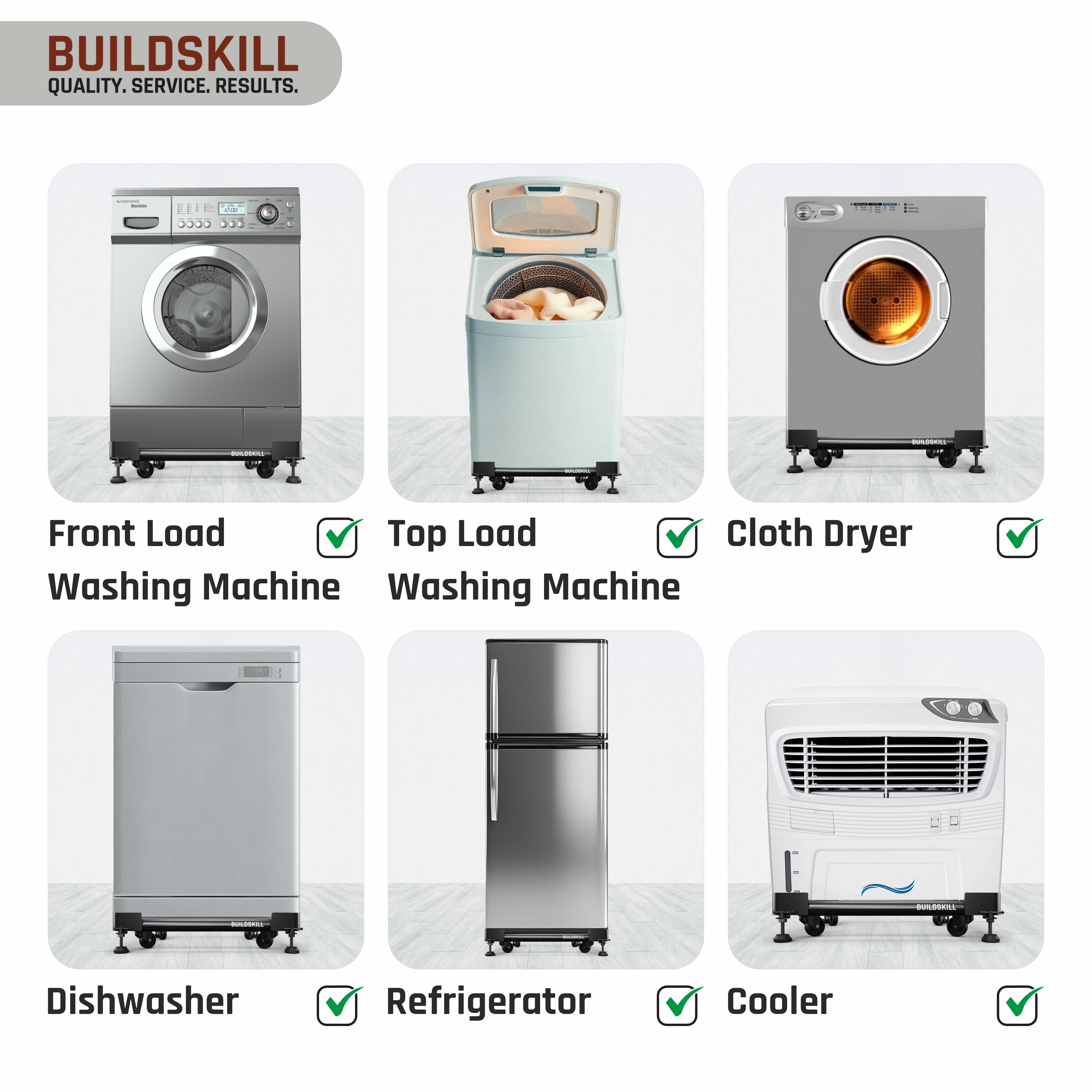 Buildskill Adjustable Washing Machine Trolley with 160 KG Load Capacity