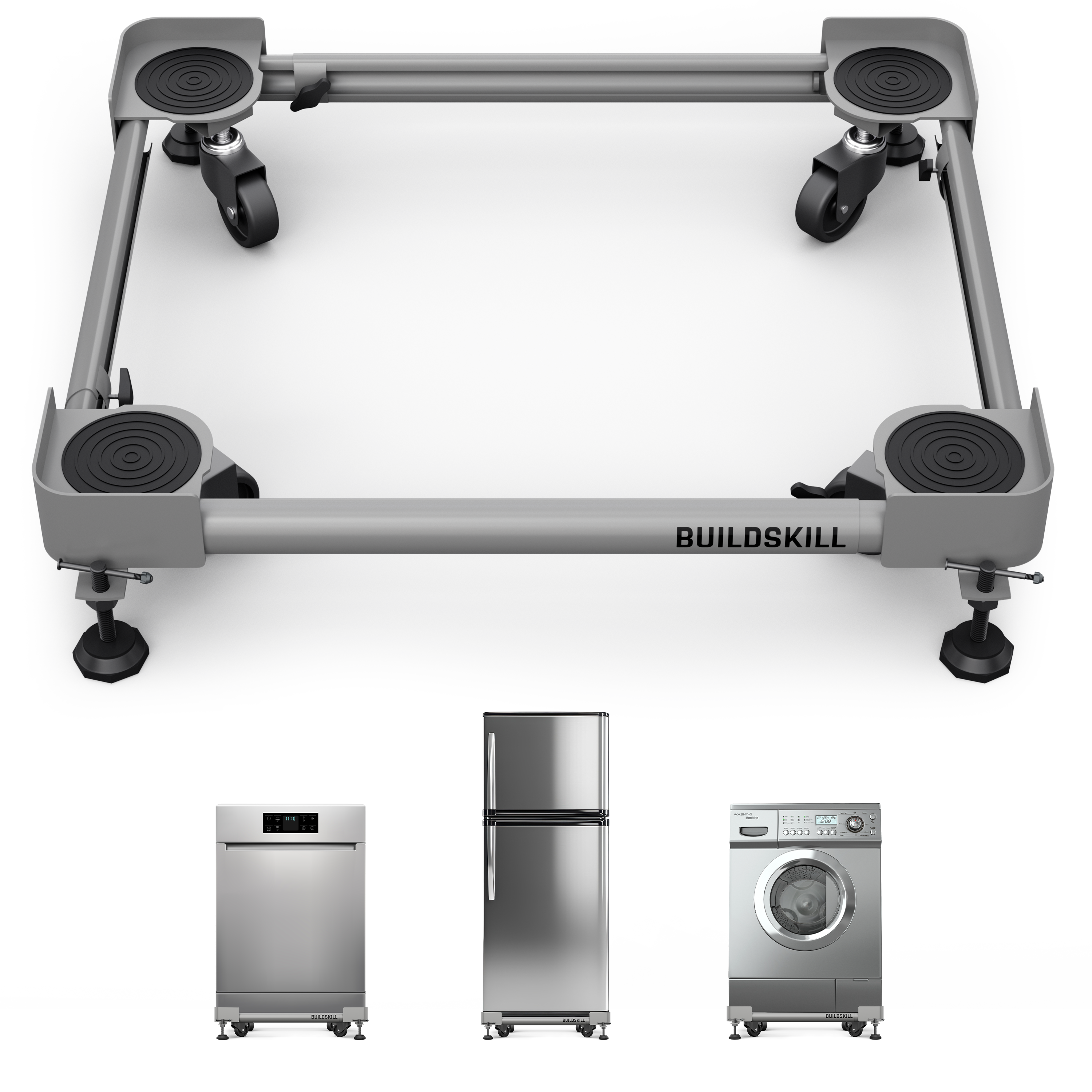 Buildskill Adjustable Washing Machine Trolley with 160 KG Load Capacity