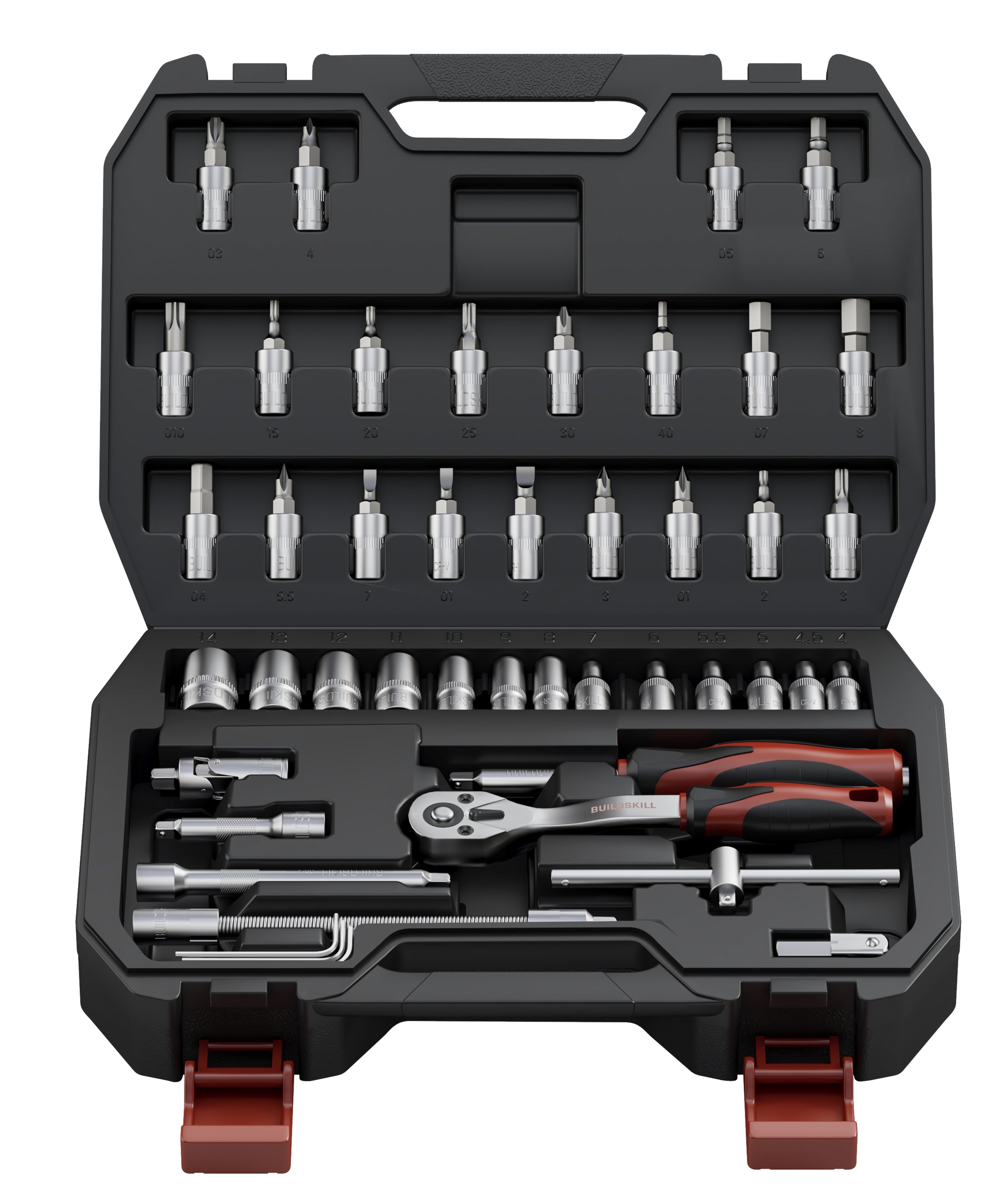 BUILDSKILL 1/4 inch socket set | 46 piece - heavy duty CR-V material