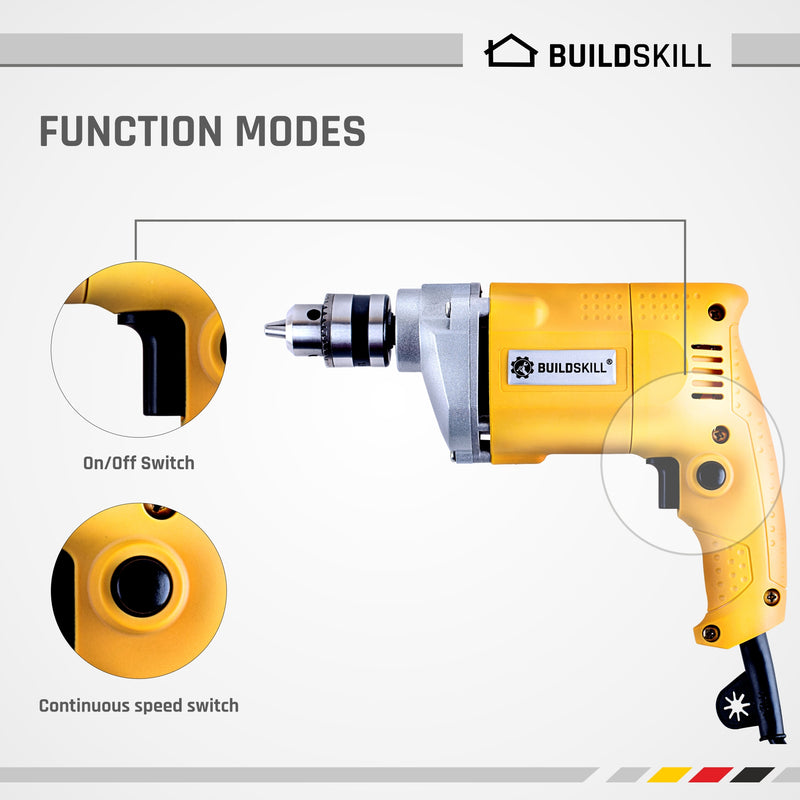 Buildskill Professional Heavy Duty High Quality Electric Home DIY BED1100-Yellow Pistol Grip Drill