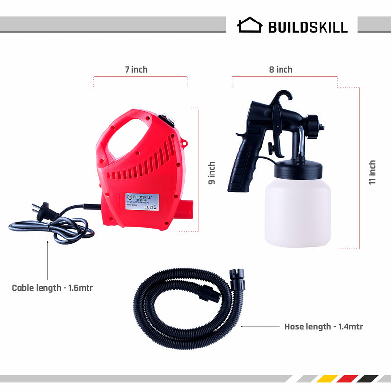 BUILDSKILL Professional Heavy Duty DIY Platinum Sprayer 800 Watt BPS1200-Red HVLP Sprayer  (Red)